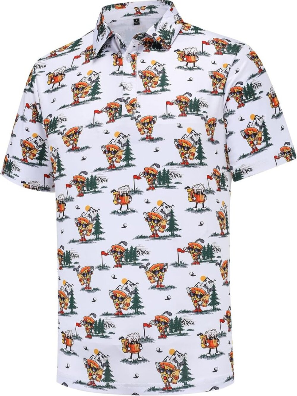 Men's Short Sleeve Golf Polo - Performance Moisture-Wicking Casual Print Shirt